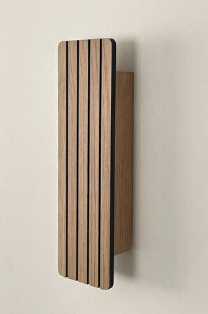 2 Adet Ahşap Pilli Dekoratif Duvar Aydınlatması Aplik Gece Lambası (AÇIK MEŞE - GÜNIŞIĞI)