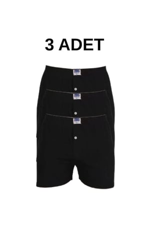 Erkek Penye Pamuklu Düğmeli Boxer 1099 3`lü Abani Classic
