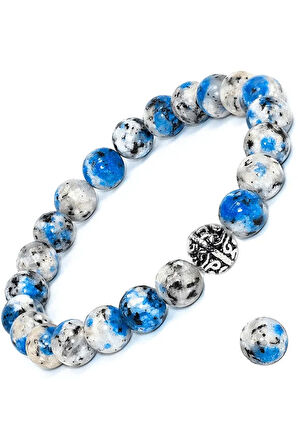 Sertifikalı Gümüş Aparatlı Doğal Sodalit Taşı Bileklik