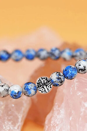 Sertifikalı Gümüş Aparatlı Doğal Sodalit Taşı Bileklik