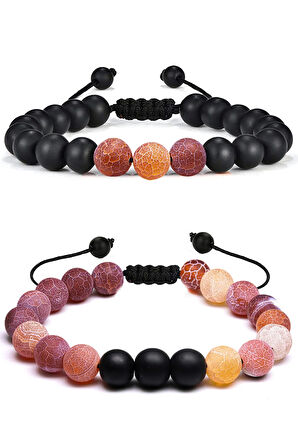 Kırmızı Akik Doğal Taş Bileklik Seti