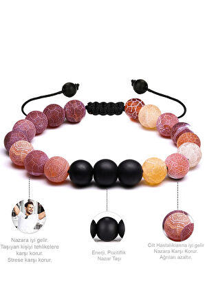 Kırmızı Akik Doğal Taş Bileklik Seti