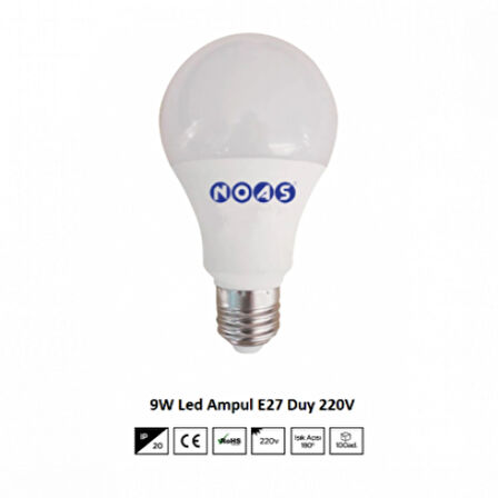 NOAS 9W LED AMPUL 810LM-6500K BEYAZ 5 ADET