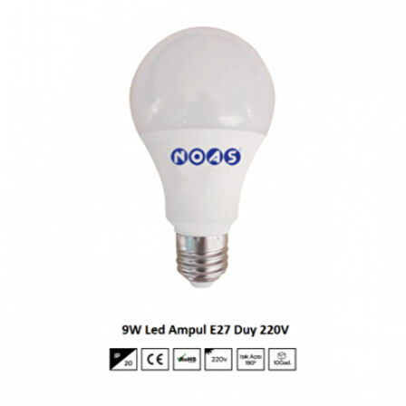 NOAS 9W LED AMPUL 810LM-6500K BEYAZ