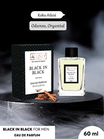 ACLIND BLACK IN BLACK FOR MEN 60 ML EAU DE PARFUM  | Erkekler İçin Odunsu, Oryantal Koku Ailesi