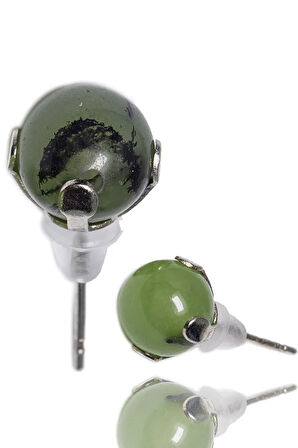 Sertifikalı Doğal Prehnit (prinayt) Taşı Nokta Doğal Taş Küpe