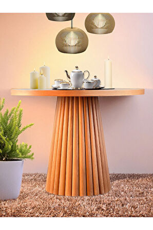 Acantus Natural Ahşap Yemek Masası 100x100