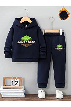 Kışlık Kız Erkek Çocuk Eşofman Takımı 5 6 7 8 9 10 11 12 yaş Unisex Minecraft