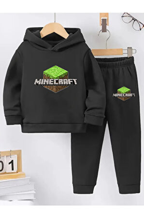 Kışlık Kız Erkek Çocuk Eşofman Takımı 5 6 7 8 9 10 11 12 yaş Unisex Minecraft