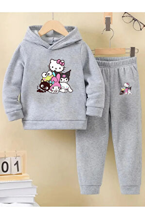 Kışlık Kız Çocuk Eşofman Takımı 5 6 7 8 9 10 11 12 yaş Best Friends Hello Kitty Kuromi Melody