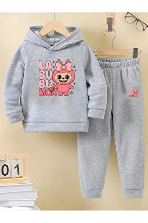 Kışlık Kız Çocuk Eşofman Takımı Şardonlu 5 6 7 8 9 10 11 12 yaş Labubu