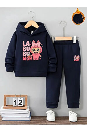 Kışlık Kız Çocuk Eşofman Takımı Şardonlu 5 6 7 8 9 10 11 12 yaş Labubu