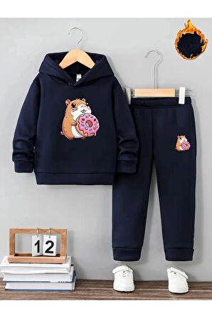 Kışlık Kız Erkek Çocuk Eşofman Takımı 5 6 7 8 9 10 11 12 yaş Capybara Kapybara