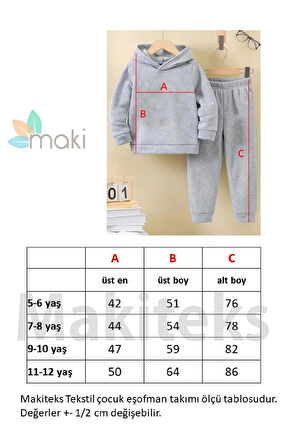 Kışlık Kız Erkek Çocuk Eşofman Takımı 5 6 7 8 9 10 11 12 yaş Lilo