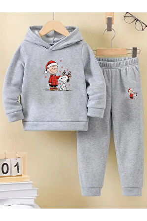 Kışlık Kız Erkek Çocuk Eşofman Takımı Snopy 5 6 7 8 9 10 11 12 yaş Bebek