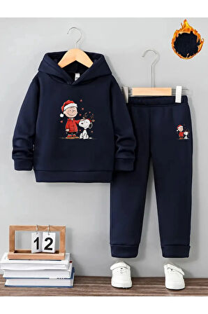 Kışlık Kız Erkek Çocuk Eşofman Takımı Snopy 5 6 7 8 9 10 11 12 yaş Bebek