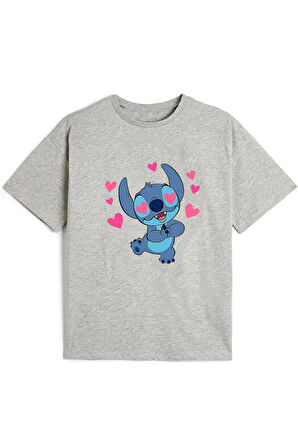 Kaliteli Pamuk Penye Kız Çocuk Baskılı Tshirt 5 6 7 8 9 10 11 12 13 14 yaş Lilo Stitch