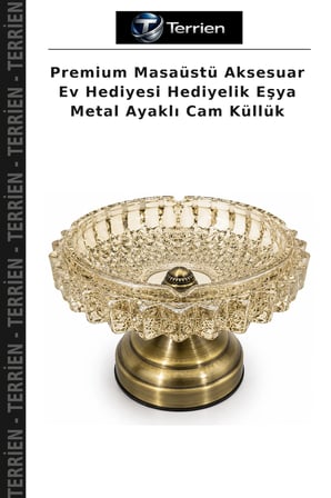 Premium Masaüstü Aksesuar Ev Hediyesi Hediyelik Eşya Metal Ayaklı Cam Küllük