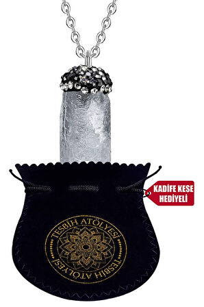 Sertifikalı Zirkonlu Doğal Ham Işlenmemiş Kuvars Taşı Kolye