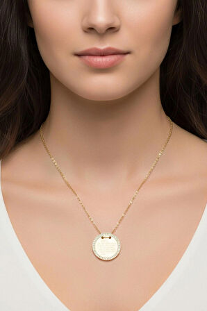 Zirkon Taşlı Ayetel Kürsi Dualı Çelik Kolye