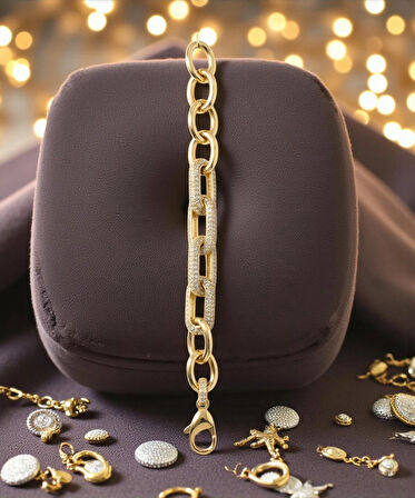 VİP SERİ MARKA MODEL ORTA 3 HALKA ZİRKON TAŞLI BİLEKLİK