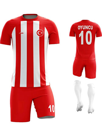 Kırmızı Beyaz - Çizgili - Kişiye Özel Futbol Forması Takımı