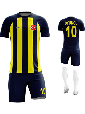 Sarı Lacivert - Çizgili - Kişiye Özel Futbol Forması Takımı