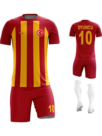 Sarı Kırmızı - Çizgili - Kişiye Özel Futbol Forması Takımı