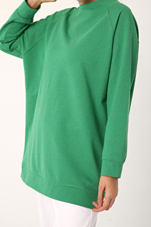 Yeşil Reglan Kol Basic Sweat Tunik