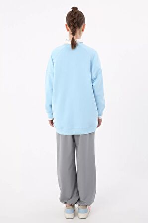 Açık Mavi 3 İplik Oversize Basic Sweatshirt