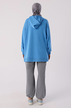 Mavi Kanguru Cepli Oversize Sweatshirt