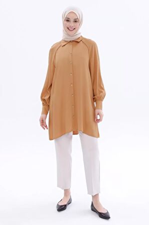 Camel Reglan Kol Gömlek Tunik