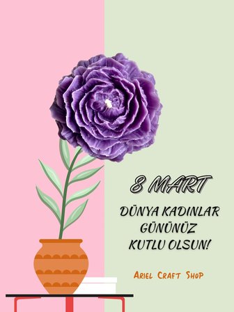 Ariel Craft Shop Şakayık Çiçeği Tasarım Mum - El Yapımı Dekoratif Hediyelik Mum