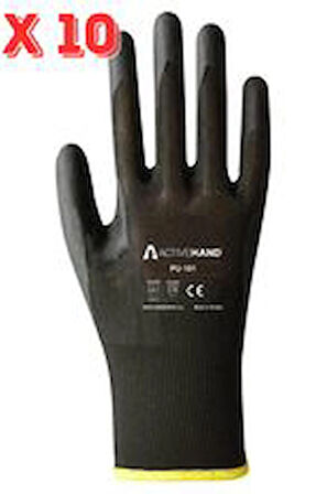 ACTIVEHAND Pu-101 Poliüretan Kaplama Montaj Eldiveni 10'lu Paket