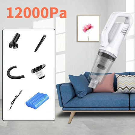 EZERE 6101E 12000Pa Led Işıklı Kablosuz Şarjlı Araç ve Ev Süpürgesi