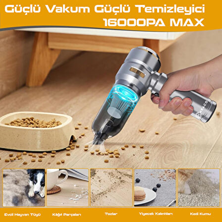 Enraco ST-6659 Plus 16000pa Güçlü Portatif Taşınabilir Vakumlu Kablosuz Üflemeli Araç Süpürgesi