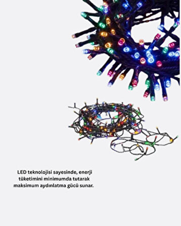 5 Metre 50’li LED Işık – Siyah Kablolu, Çok Fonksiyonlu, İç ve Dış Mekan Kullanımı