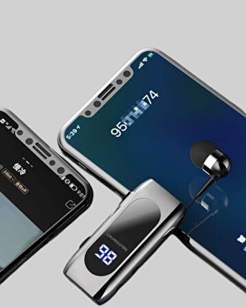 Dijital Göstergeli Bluetooth Kulaklık – Klipsli ve Şık Tasarım
