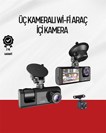 170° Geniş Açı Ön-Arka-İç Kamera Seti – Tam Kapsamlı Araç Güvenliği