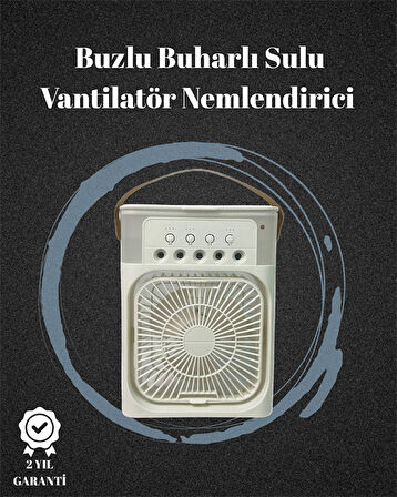 USB Bağlantılı 3'ü 1 Arada Nemlendirici Mini Klima Fan | 7 Renk Işıklı