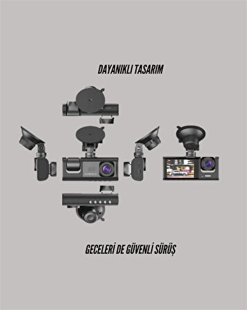 TA-01 G-Sensörlü 3'lü Kayıtlı Araç Kamerası