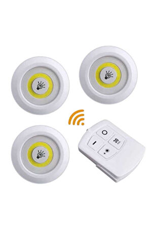 Led Lamba 3'lü Uzaktan Kumandalı Yapışkanlı