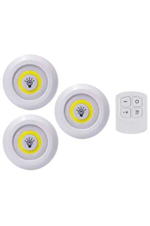 Led Lamba 3'lü Uzaktan Kumandalı Yapışkanlı