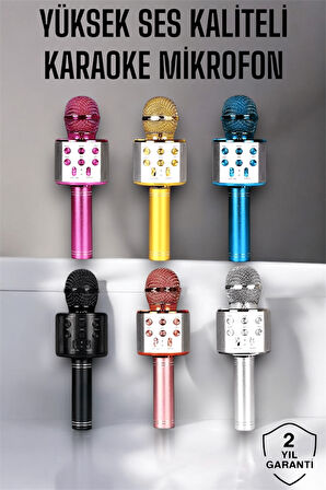 Kablosuz Bluetooth Karaoke Mikrofon USB ve AUX Girişli, Yüksek Ses Kalitesi
