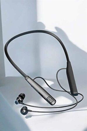 Dijital Göstergeli Kulak İçi Kablosuz Bluetooth Kulaklık Boyun Bantlı