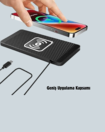 Kaymaz Manyetik Kablosuz Şarj Pedi – Araç, Ofis ve Ev Kullanımına Uygun