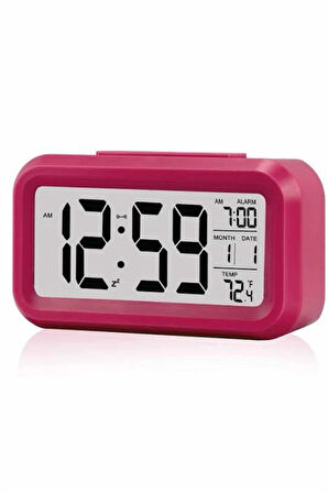 Işıklı Dereceli Masa Ofis Saati Alarmlı Termometre Takvim Çalar Saat