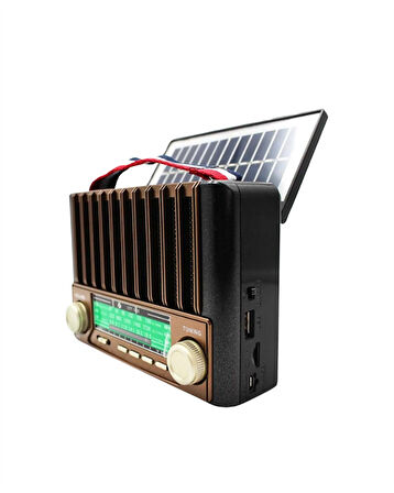 KTF-1428 Solar Enerjiyle Şarj Olabilen Bluetooth Nostalji Hoparlör – Taşınabilir, Güçlü Ses, MP3 Okuyucu
