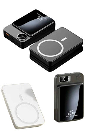 Taşınabilir Şarj Magsafe Powerbank 10.000 mAh Hızlı Şarj Led Göstergeli Kablosuz