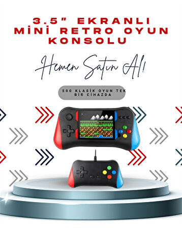 X7M Vintage 3.5 İnç 500’ü 1 Arada Klasik Oyun Konsolu